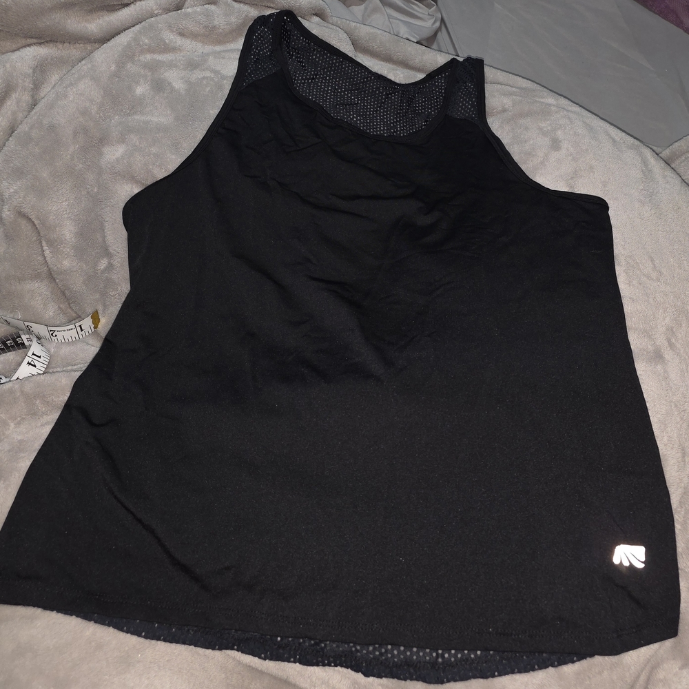 Marika Black Mesh Detail Tank Top